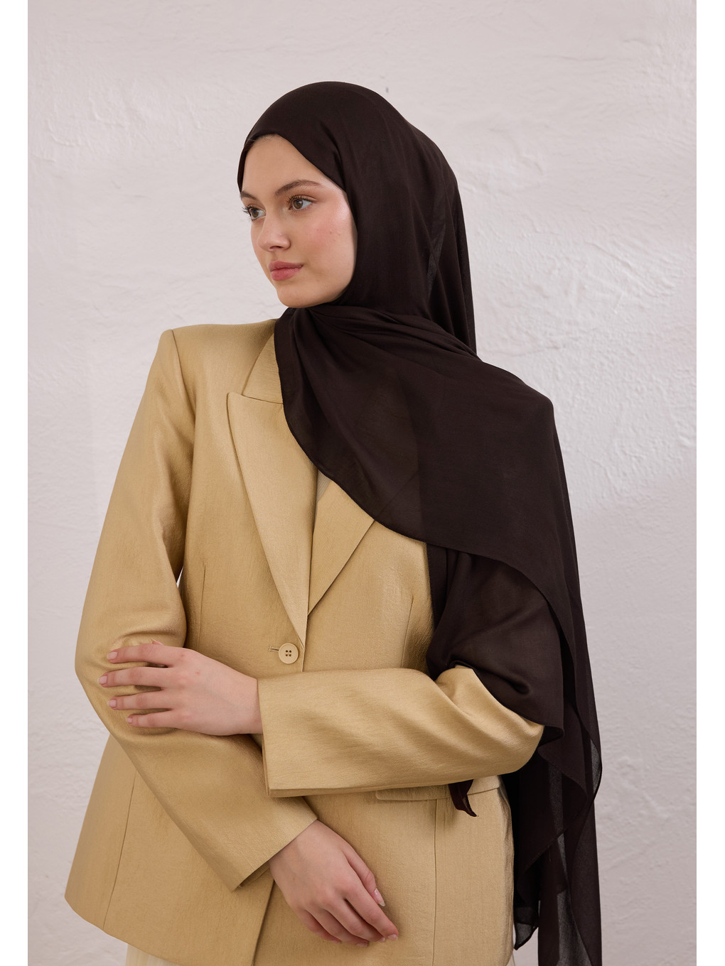 Kahverengi Soft Viskon Şal Acı Kahve-1