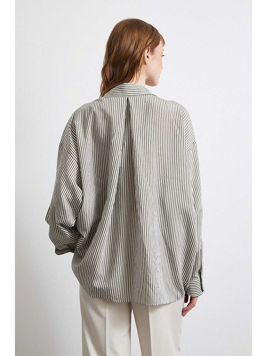 Yarasa Kol Çizgili Gömlek Haki-5