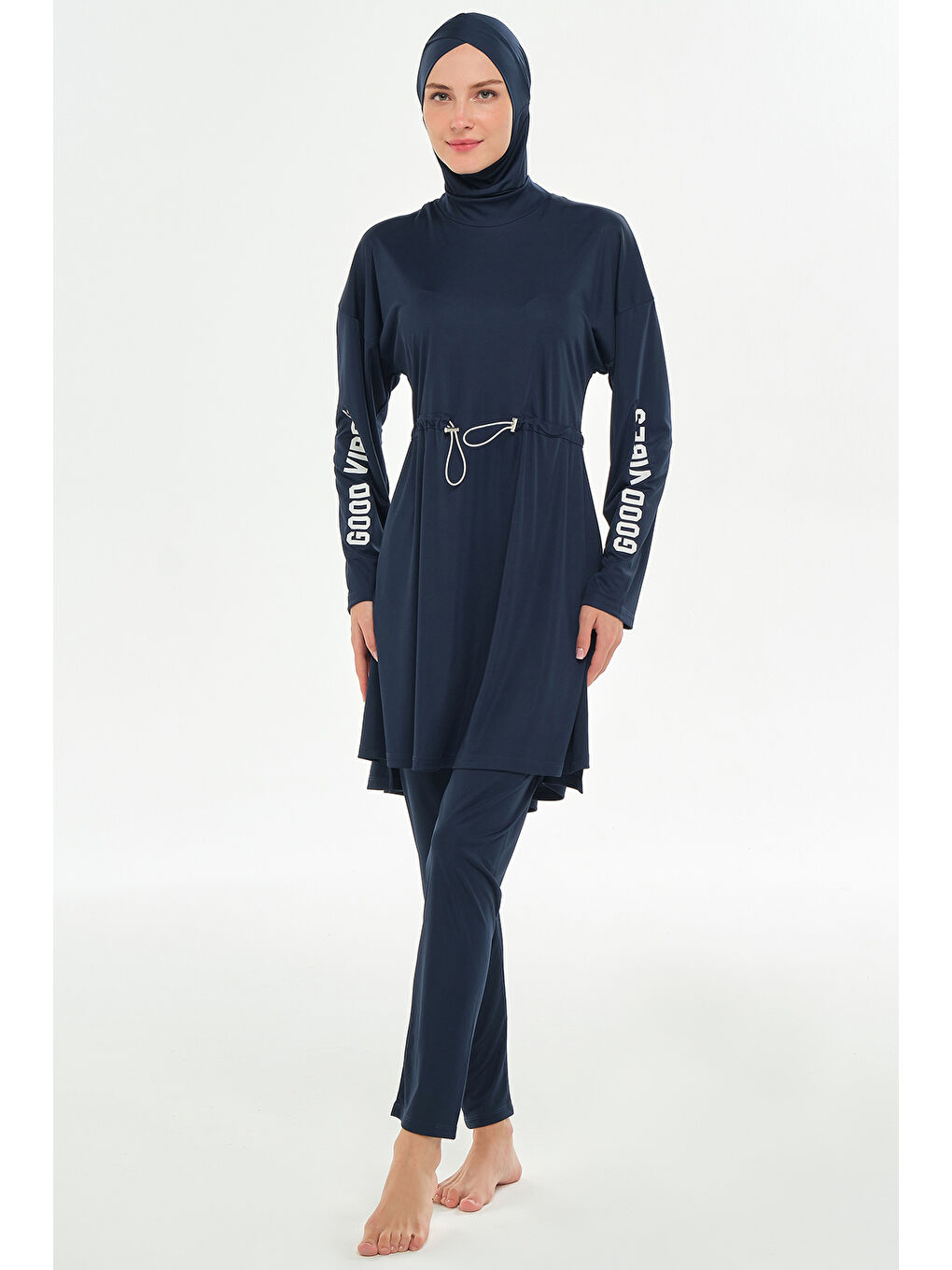 Yarasa Kol Elastanlı Tam Kapalı Tesettür Mayo 3132 Koyu Lacivert-1
