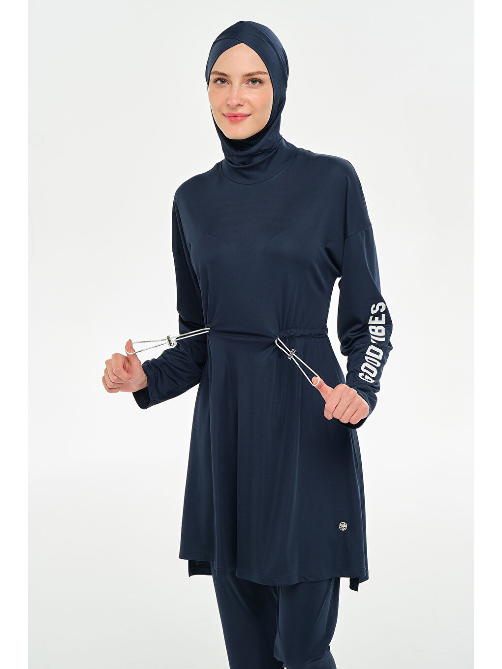 Yarasa Kol Elastanlı Tam Kapalı Tesettür Mayo 3132 Koyu Lacivert-4