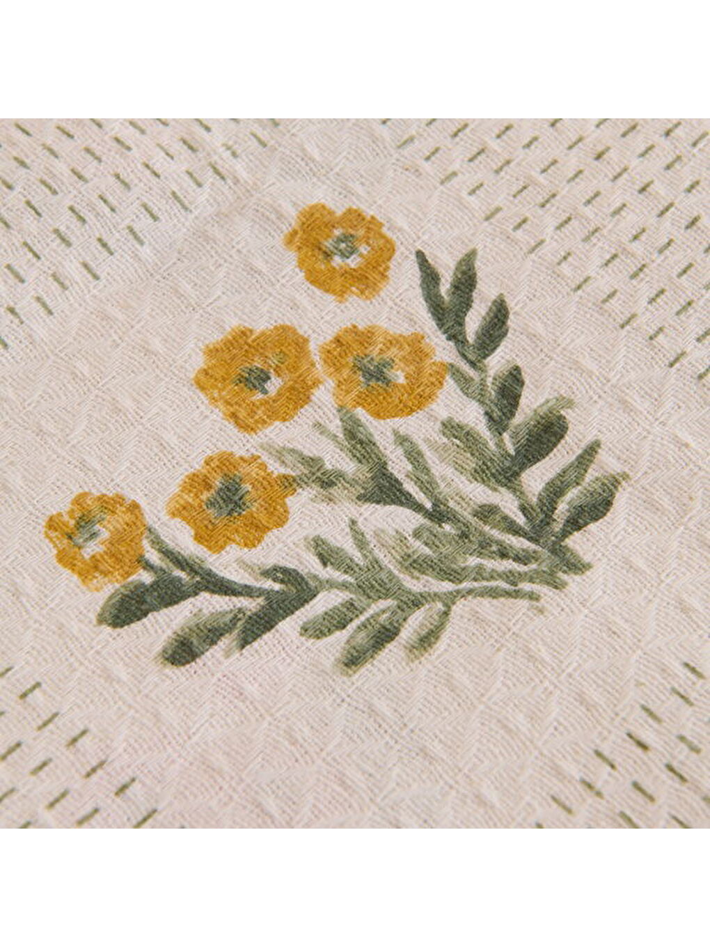 Soft Folky Çift Kişilik Pike Takımı - Beyaz / Sarı-4