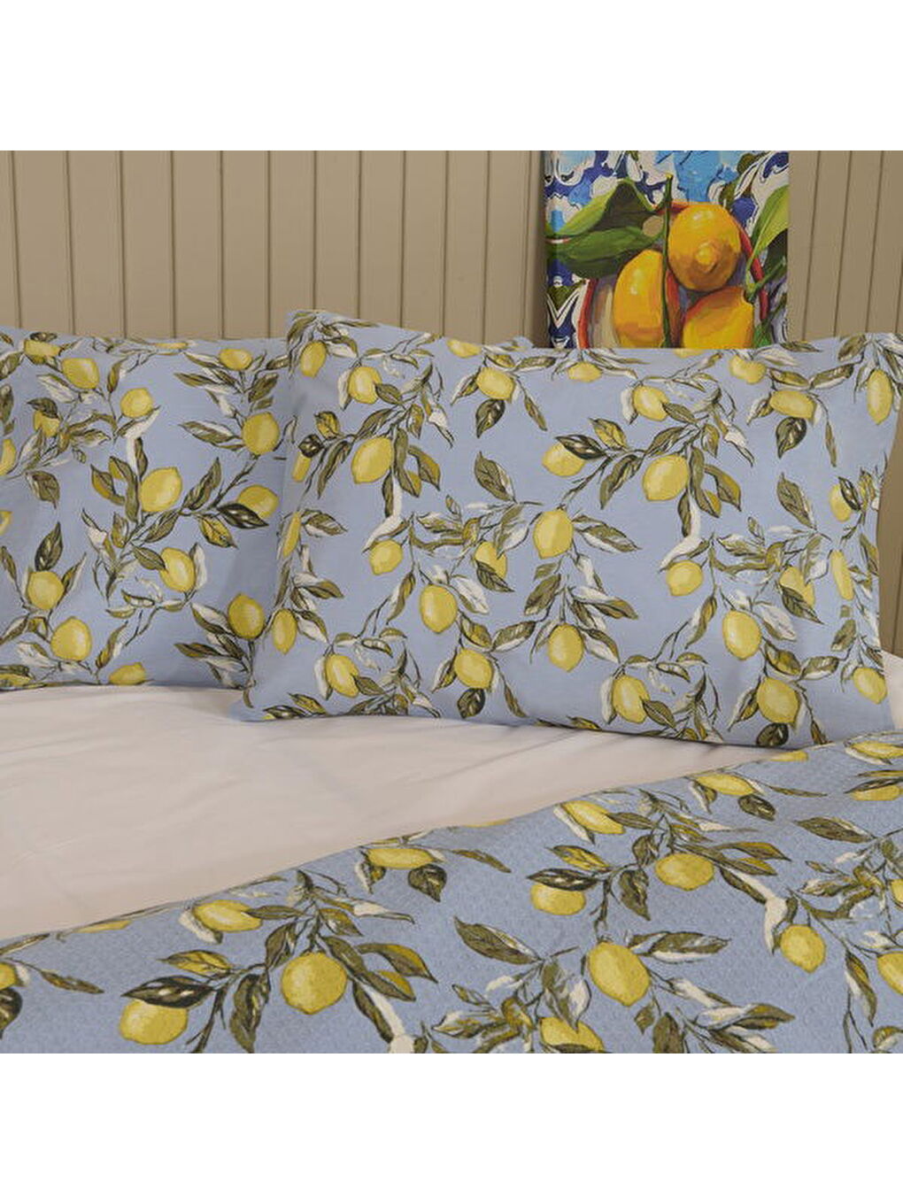 Soft Fresco Çift Kişilik Pike Takımı - Mavi-4