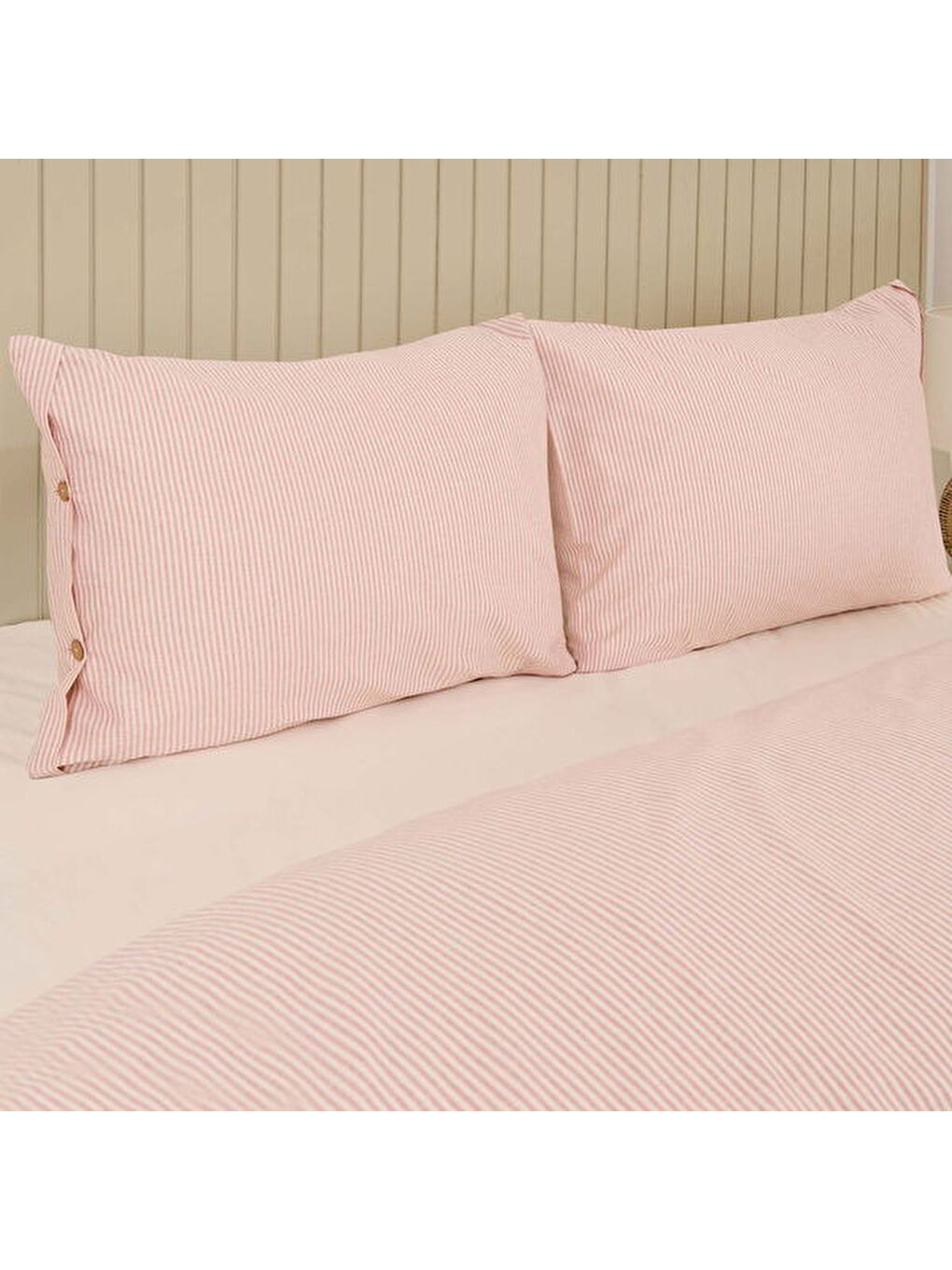 Kahverengi Soft Stripe Çift Kişilik Nevresim Takımı - Kiremit-6