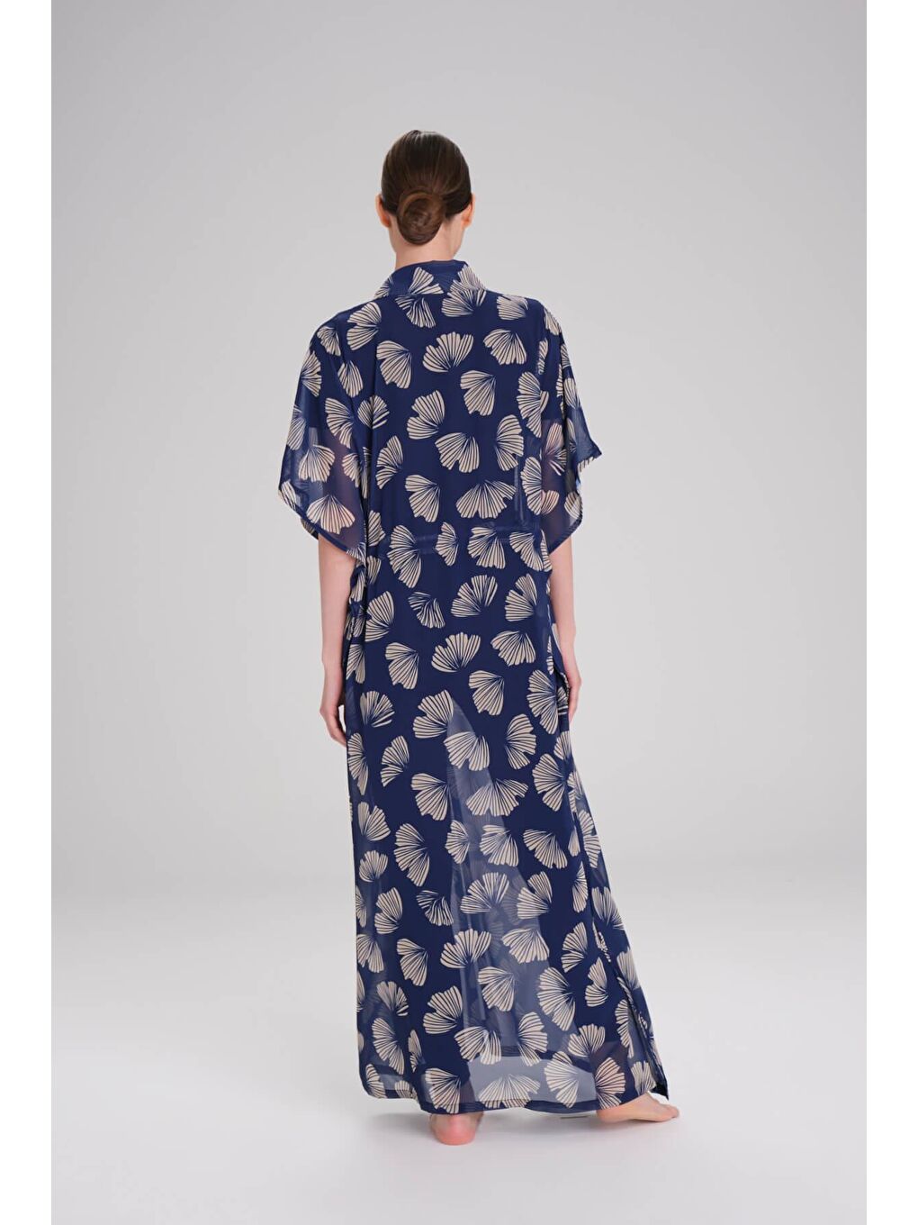 Desenli Lacivert Uzun Pareo 4095-2