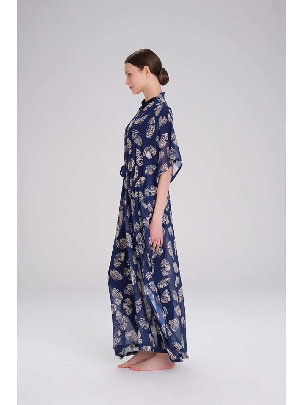 Desenli Lacivert Uzun Pareo 4095-3