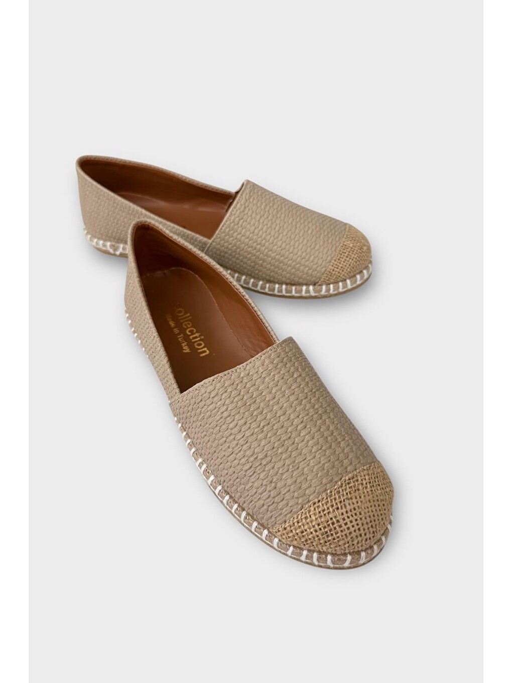 Ekru Kadın Espadril Babet Ayakkabı Krem-1