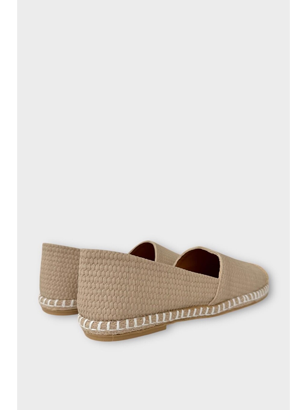 Ekru Kadın Espadril Babet Ayakkabı Krem-3