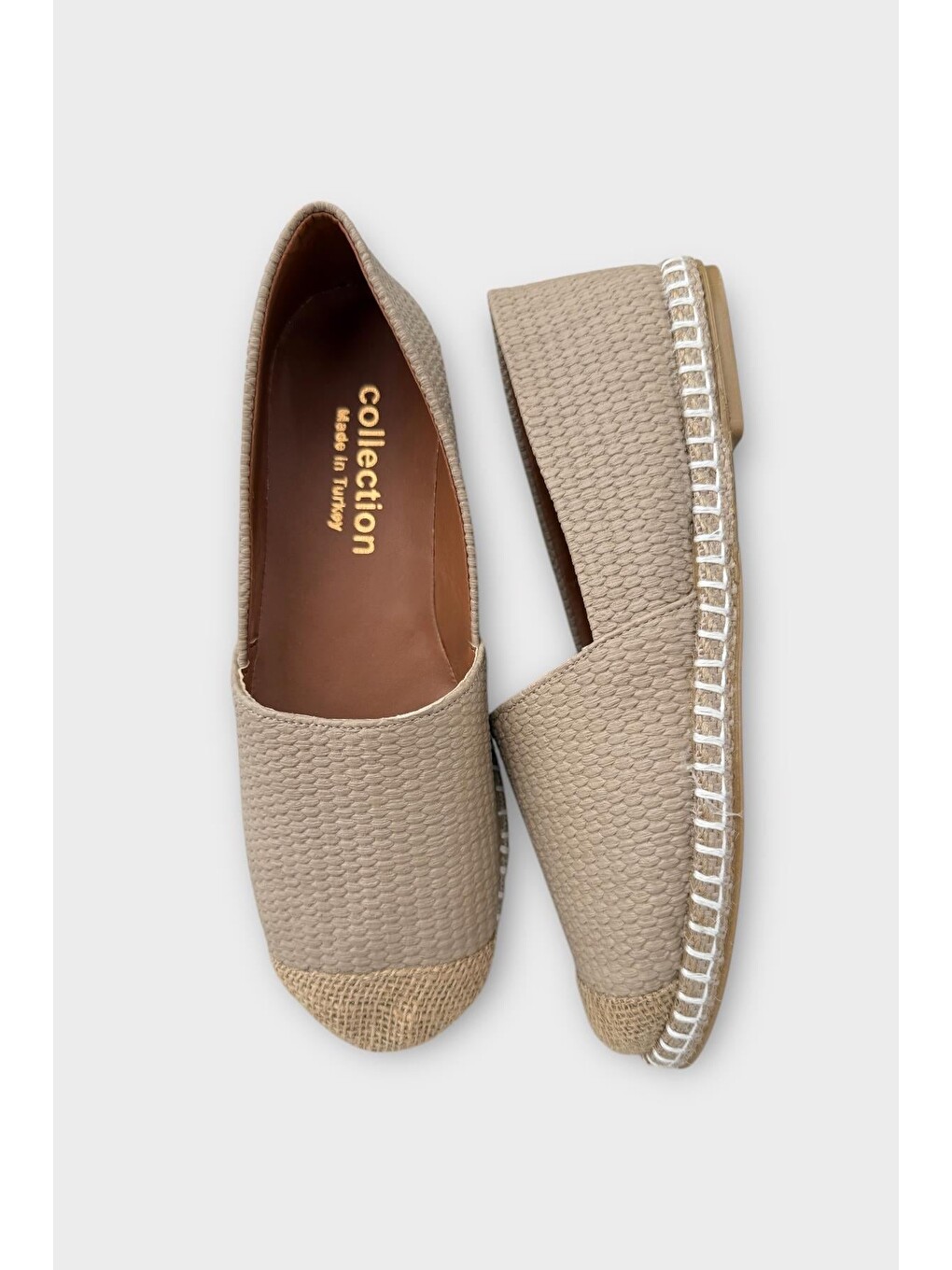 Ekru Kadın Espadril Babet Ayakkabı Krem-4
