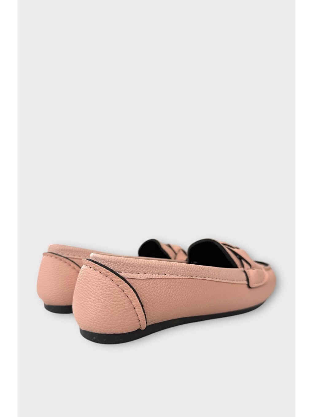 Pembe Kadın Tokalı Yumuşak Babet Ayakkabı Pudra-4