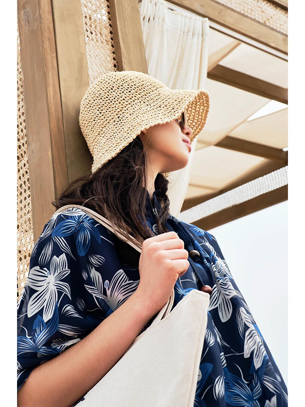 Desenli Mavi Uzun Pareo 4089-2