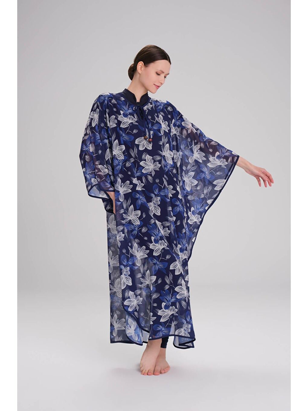 Desenli Mavi Uzun Pareo 4089-3