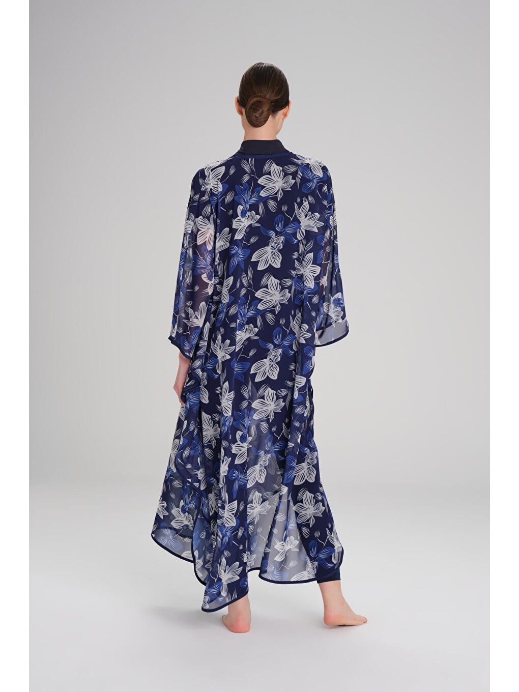 Desenli Mavi Uzun Pareo 4089-7