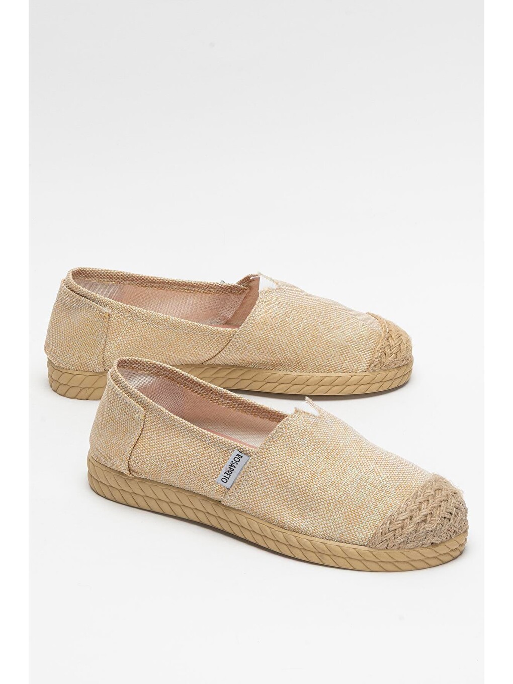 Kadın Keten Espadril Ayakkabı Bej-1