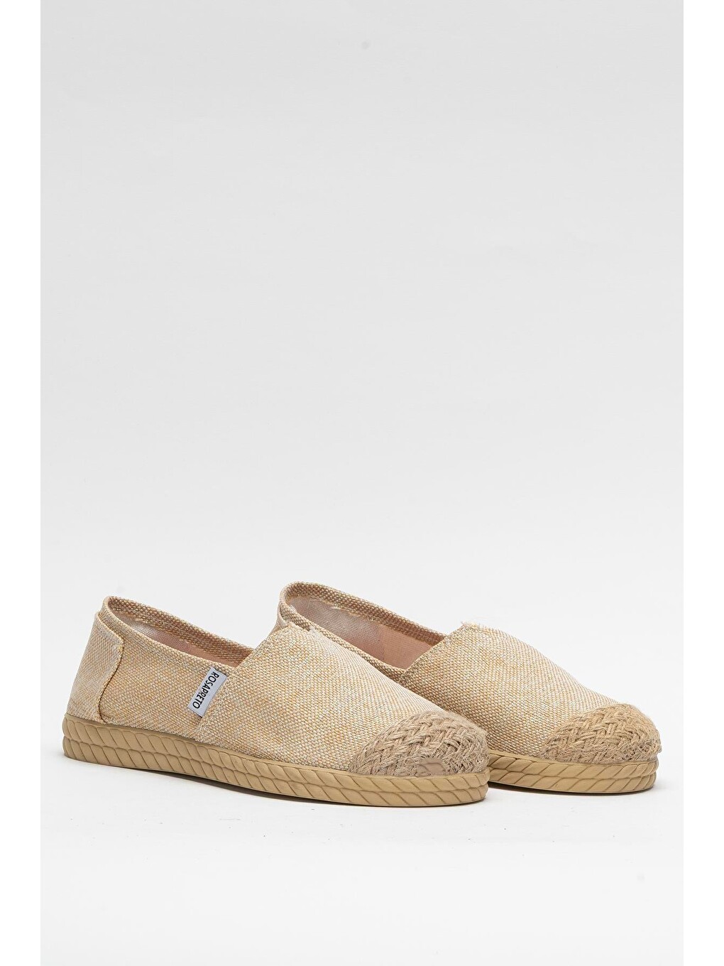 Kadın Keten Espadril Ayakkabı Bej-2
