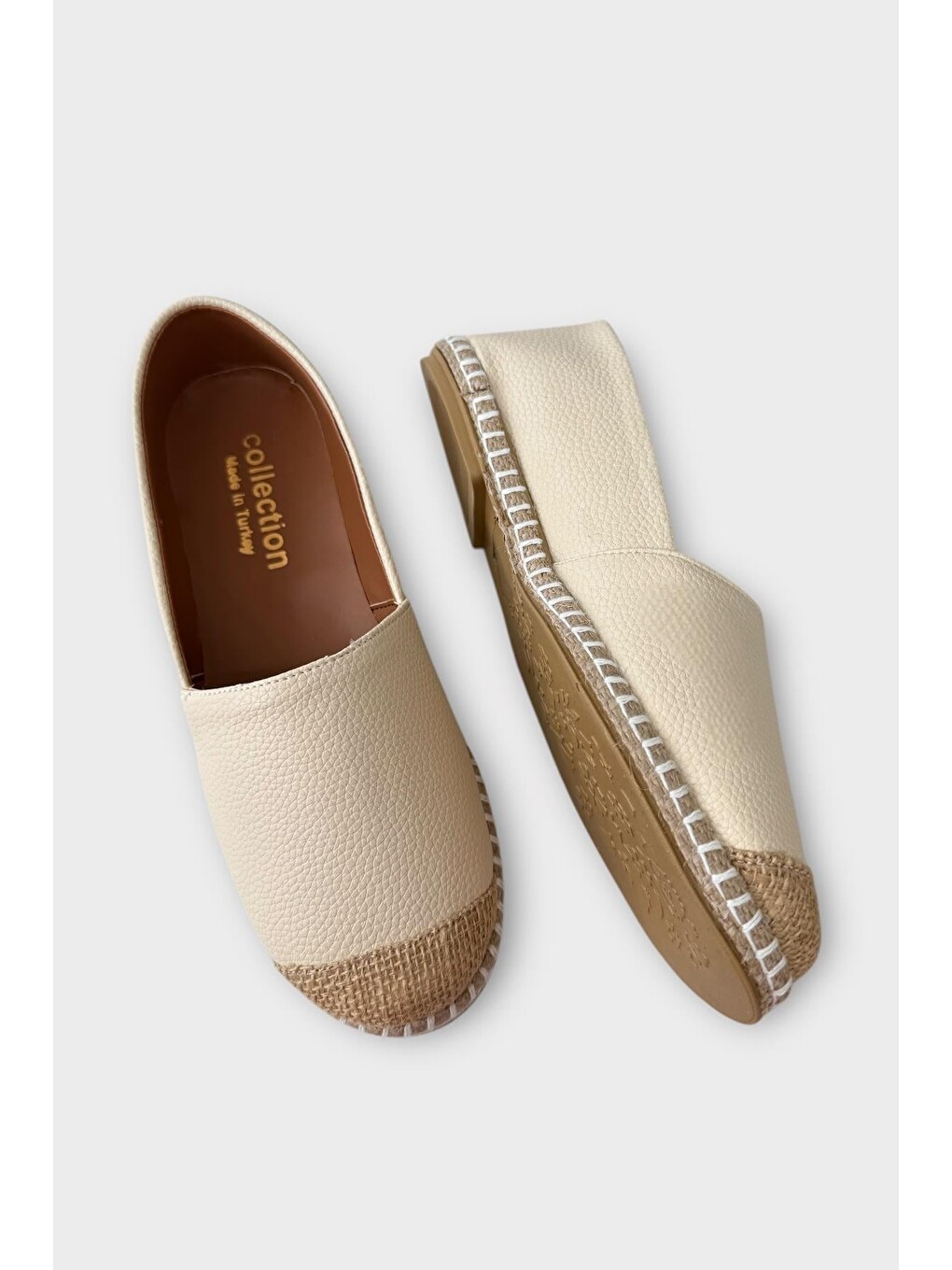 Ekru Kadın Espadril Ayakkabı Krem-3