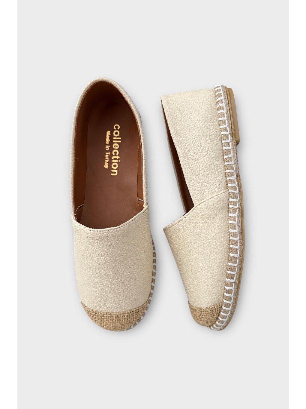 Ekru Kadın Espadril Ayakkabı Krem-5