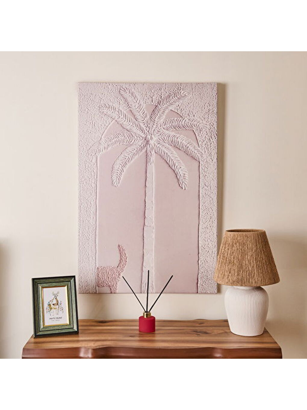 Ekru Deco Palm Breeze Kanvas Tablo - Krem - 90x60 cm