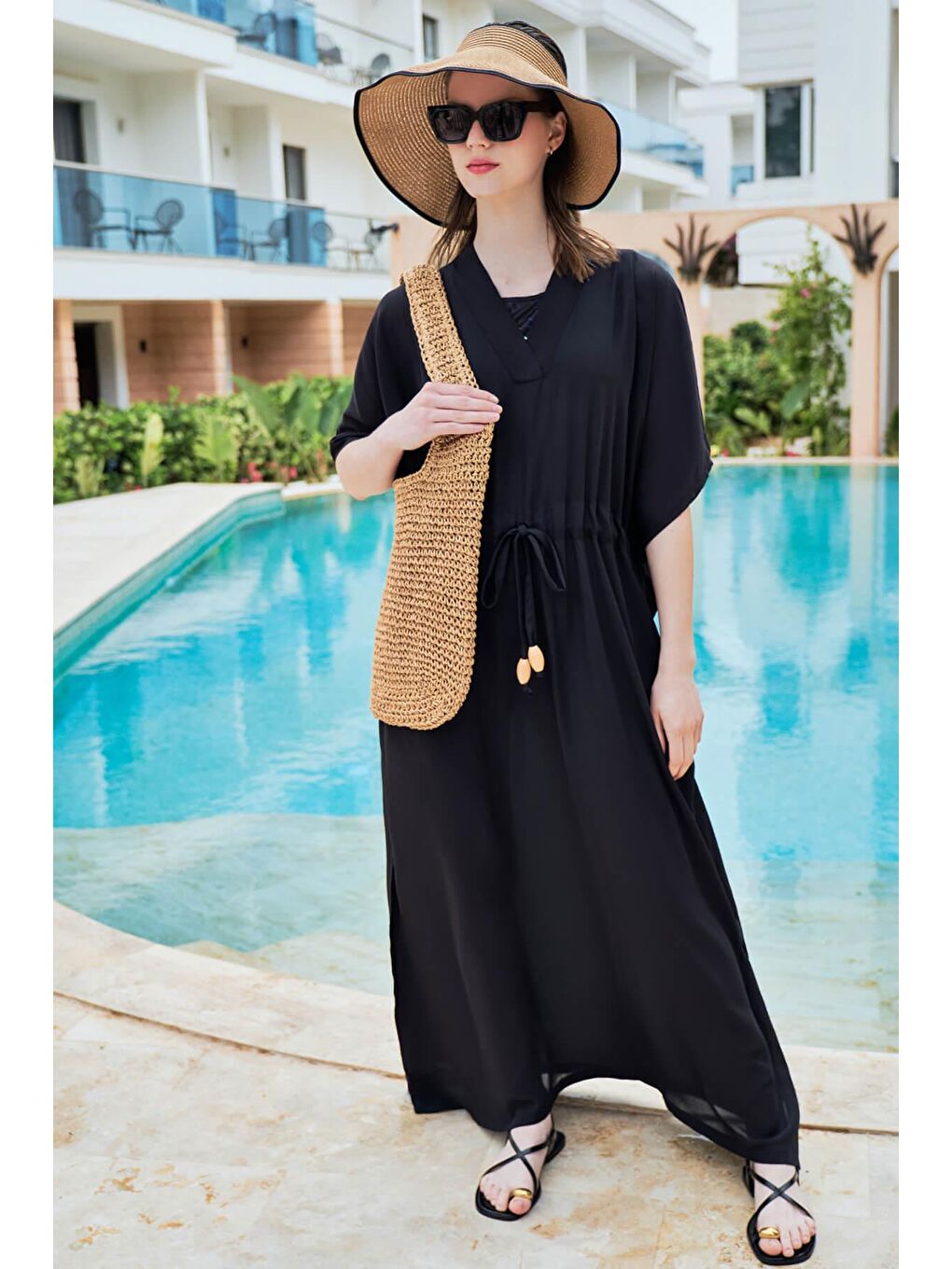 Siyah Uzun Pareo 4049