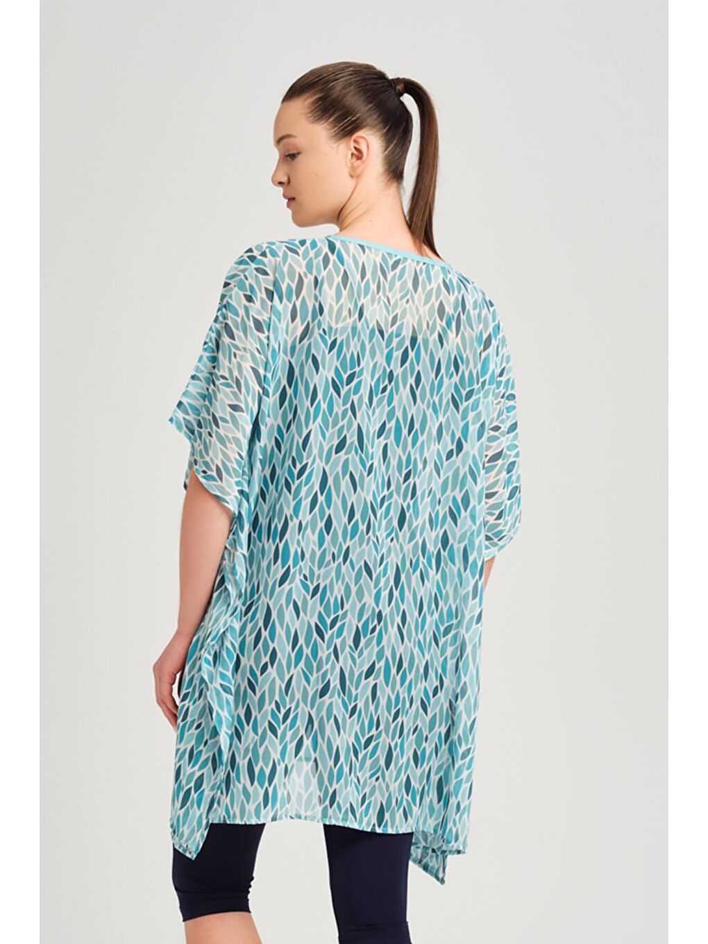 Yaka Bağlama Detaylı Yeşil Kısa Pareo 4051-3