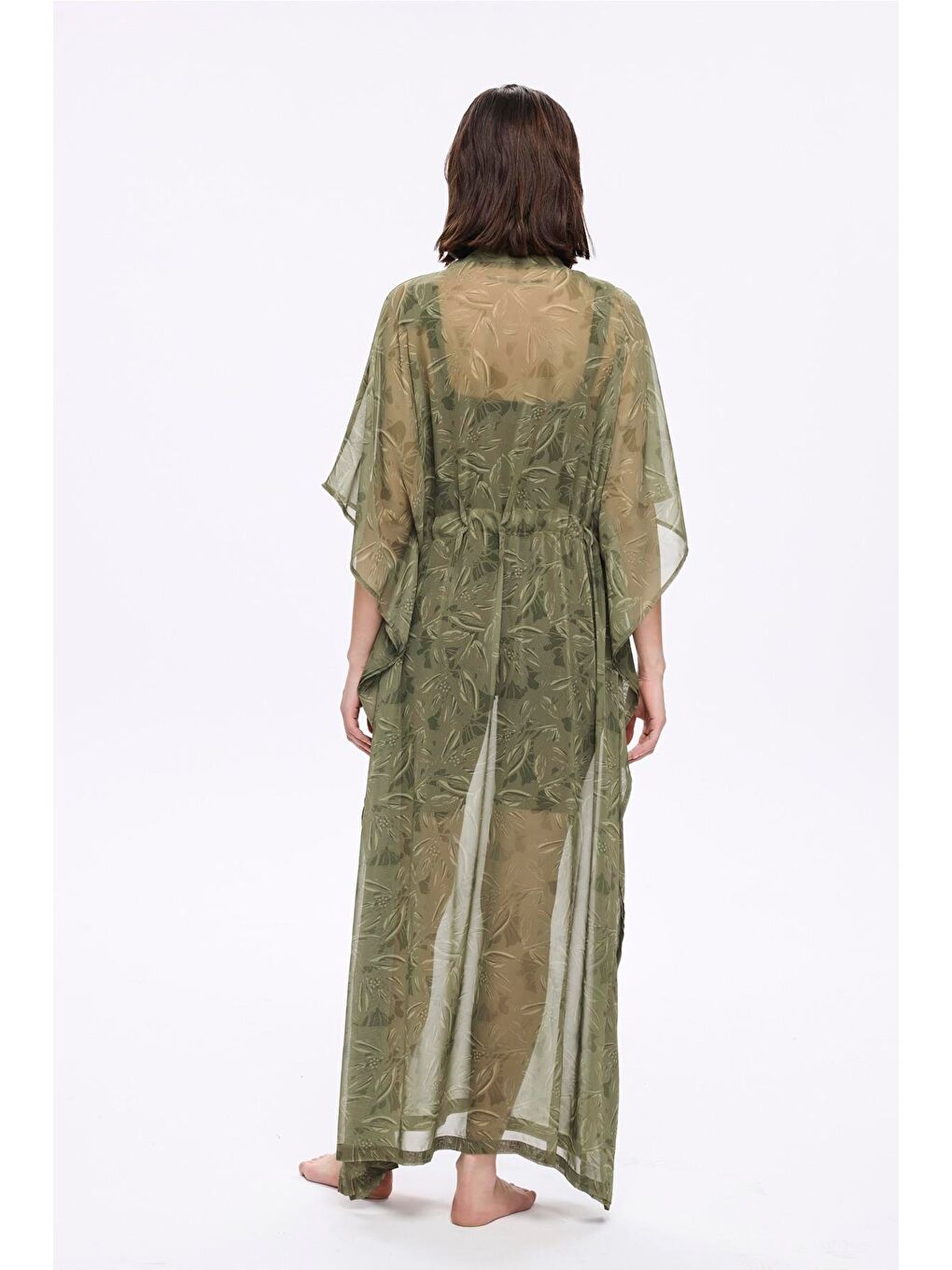 Floral Desenli Yeşil Uzun Pareo 5060-3