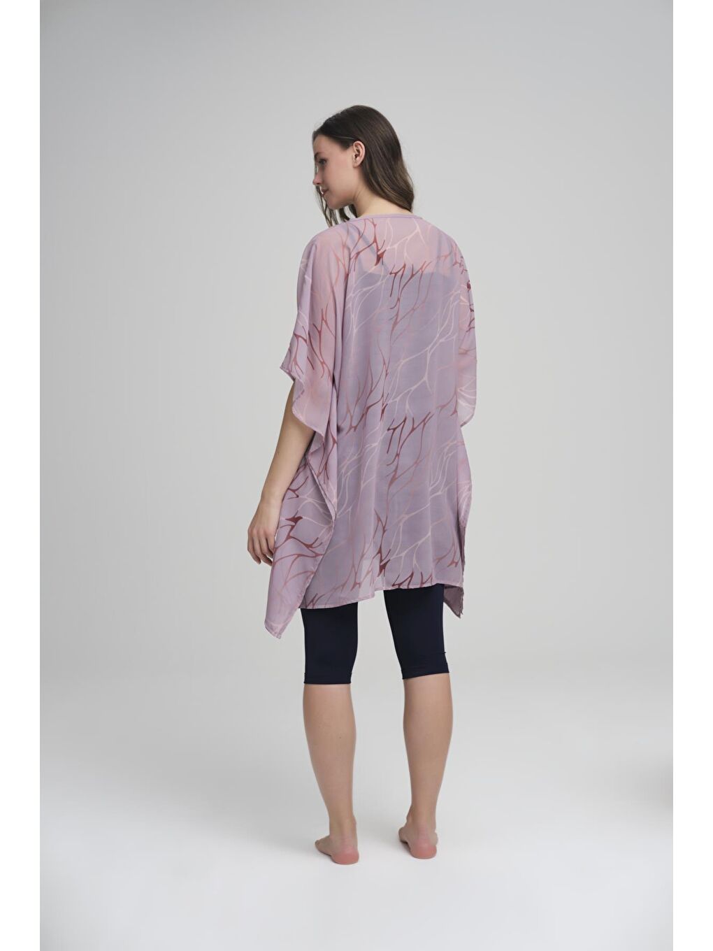 Pembe Desenli Pudra Kısa Pareo 4013-1