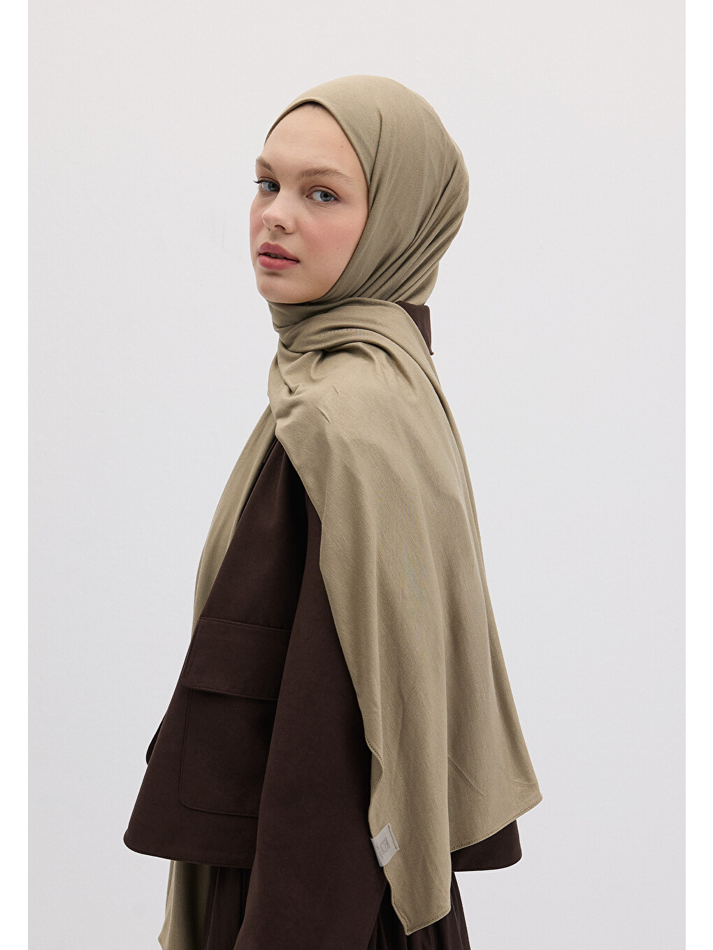 Bambu Penye Şal Puslu Yeşil-3