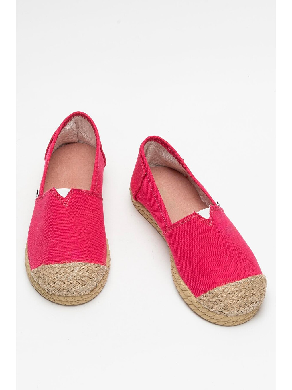 Kadın Keten Espadril Babet Ayakkabı Fuşya-8