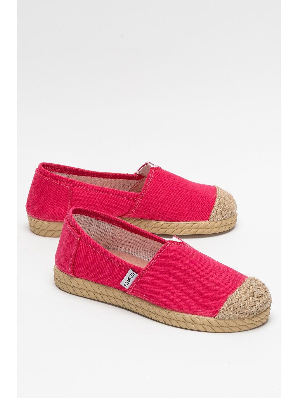 Kadın Keten Espadril Babet Ayakkabı Fuşya-3