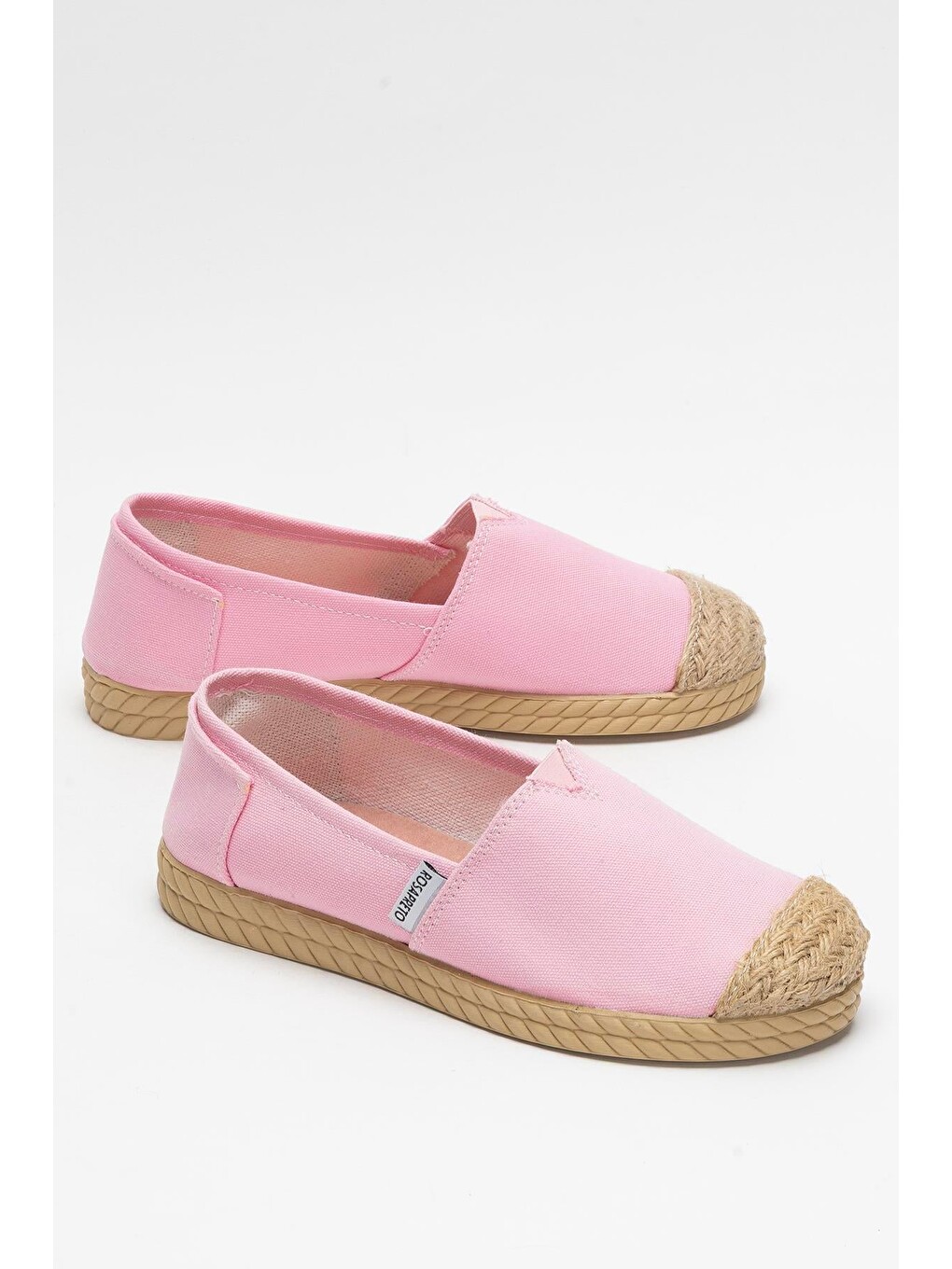 Kadın Keten Espadril Babet Ayakkabı Pembe-1