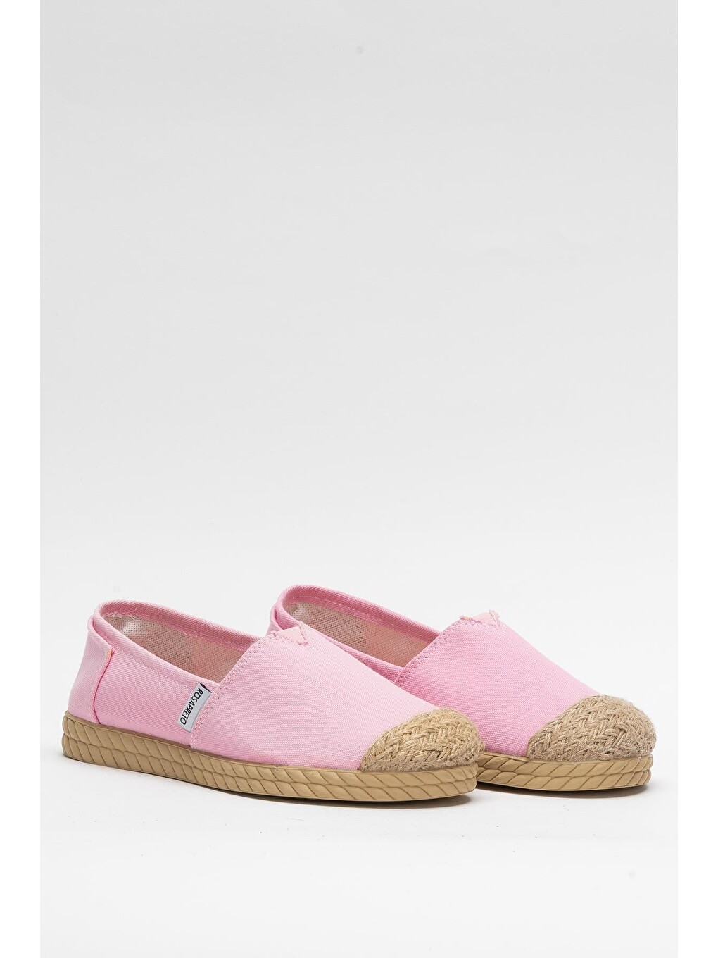 Kadın Keten Espadril Babet Ayakkabı Pembe-2