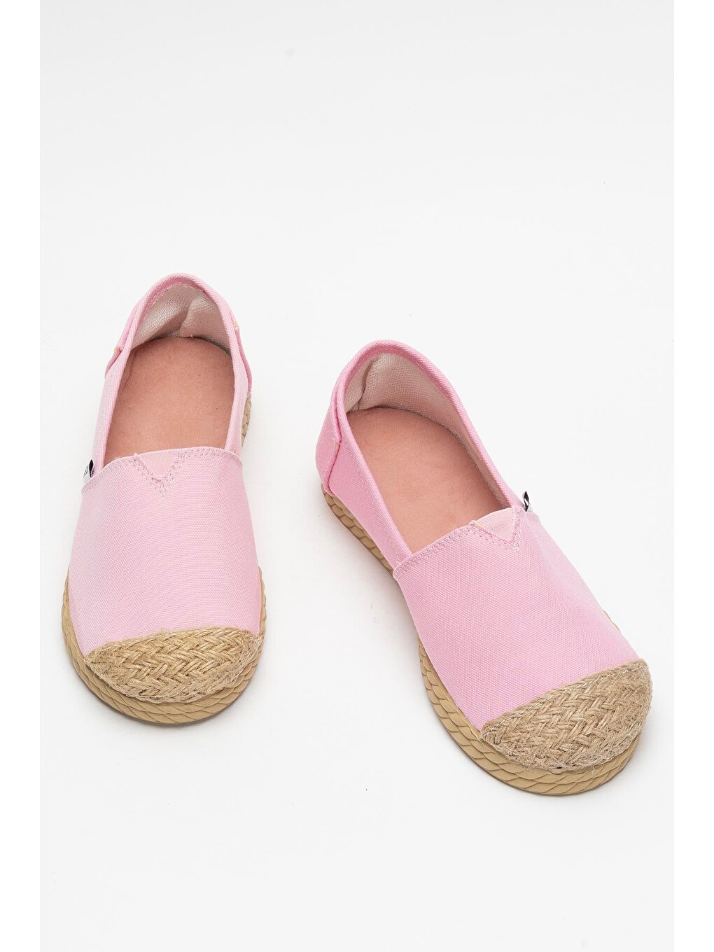 Kadın Keten Espadril Babet Ayakkabı Pembe-5