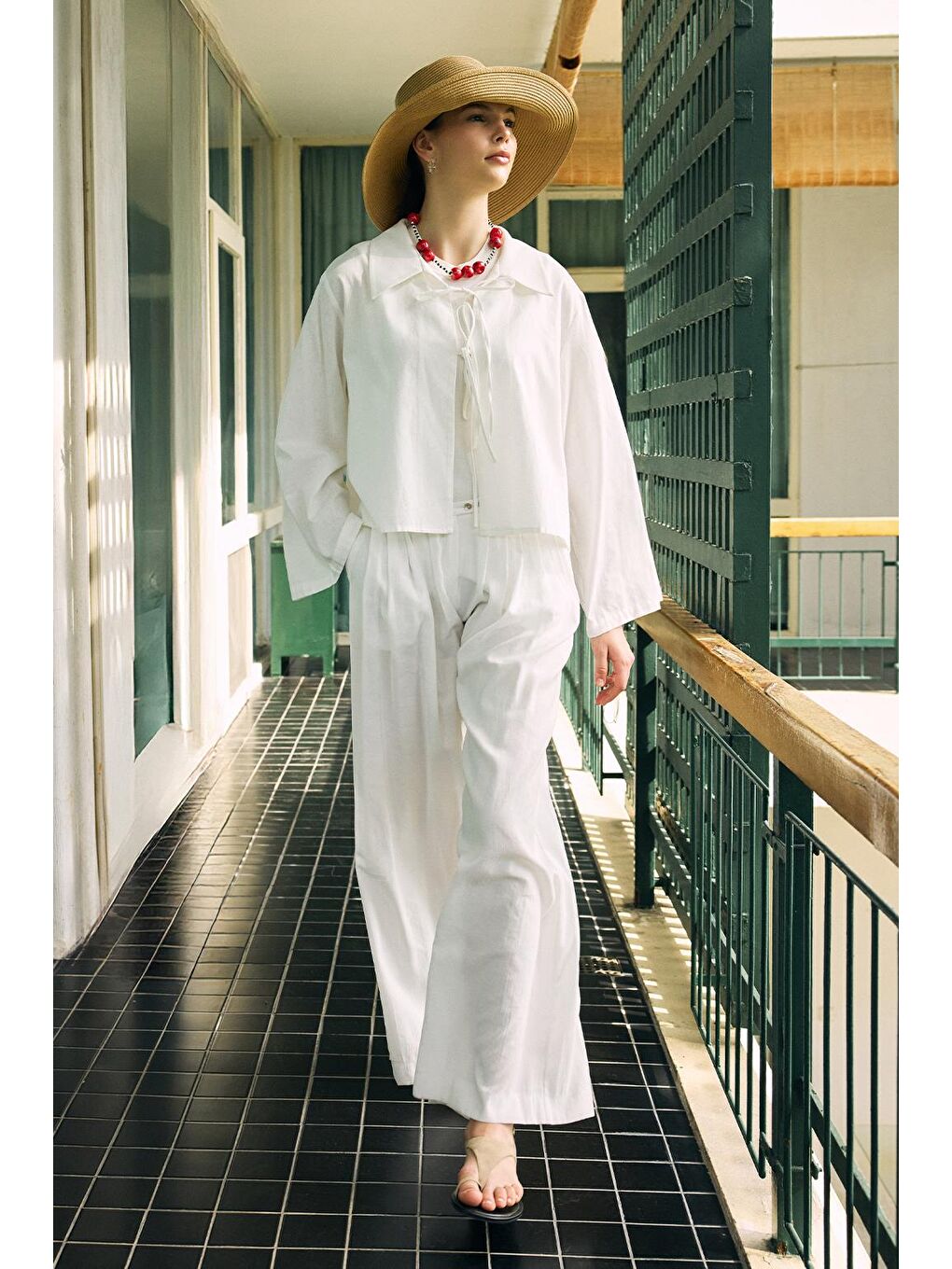 İsabel Yakalı Bağlamalı Gömlek Ekru-1