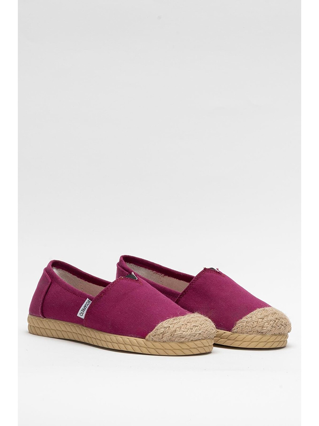 Kadın Keten Espadril Babet Ayakkabı Bordo-4