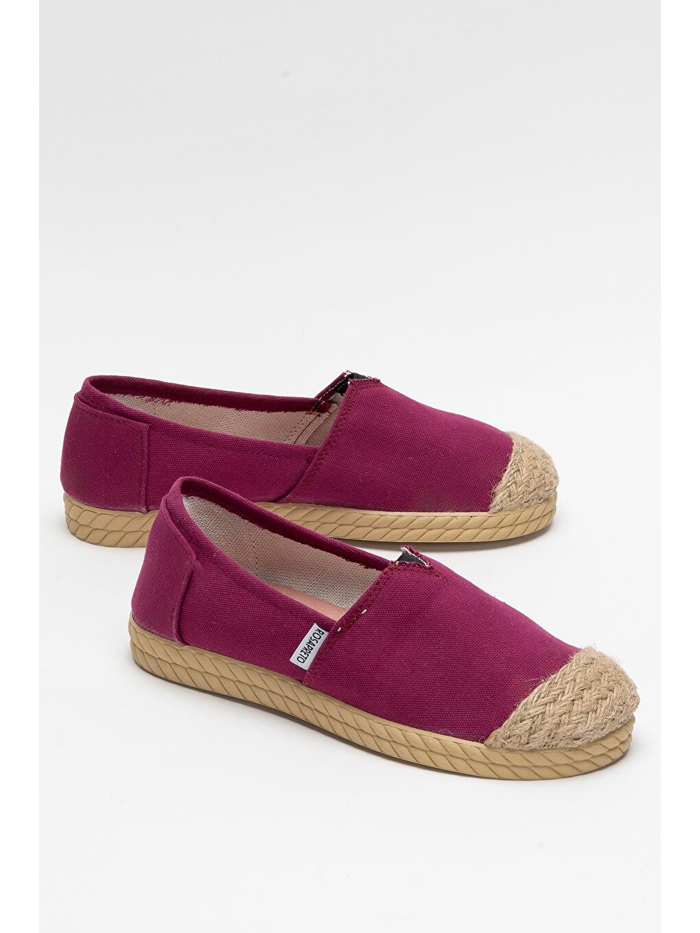 Kadın Keten Espadril Babet Ayakkabı Bordo-3