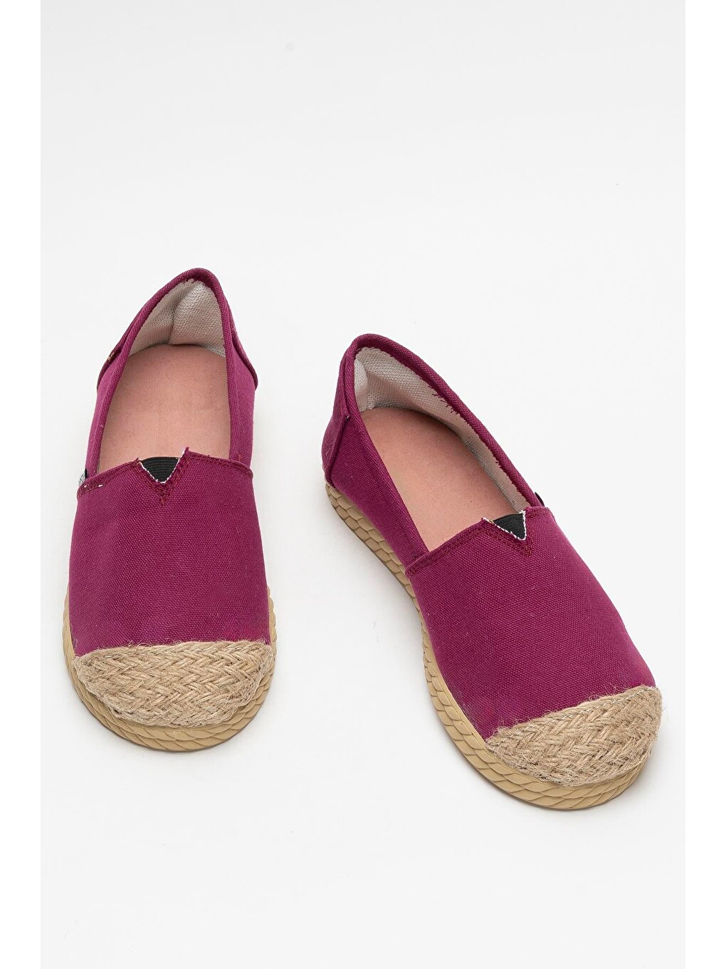 Kadın Keten Espadril Babet Ayakkabı Bordo-10