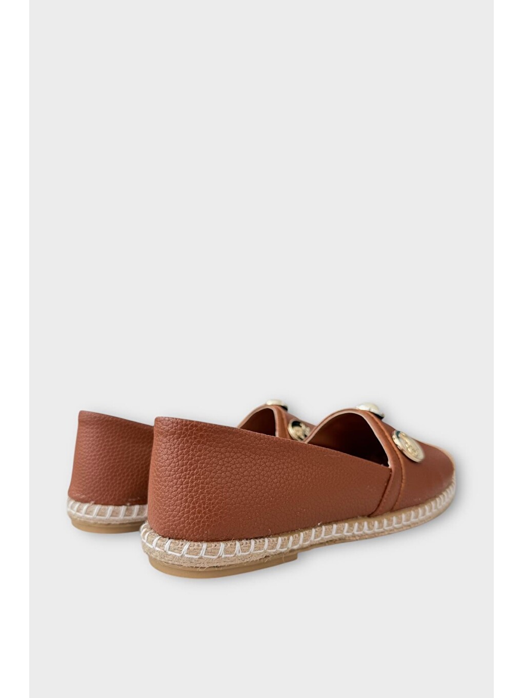 Kahverengi Kadın Espadril Tokalı Babet Ayakkabı Taba-8