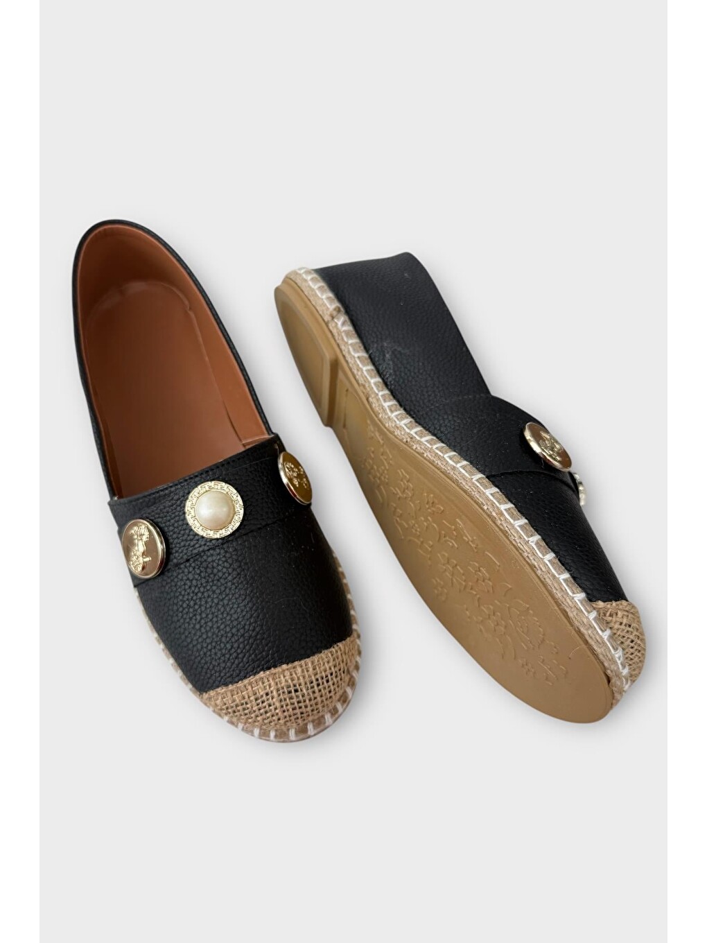 Kadın Espadril Tokalı Babet Ayakkabı Siyah-6