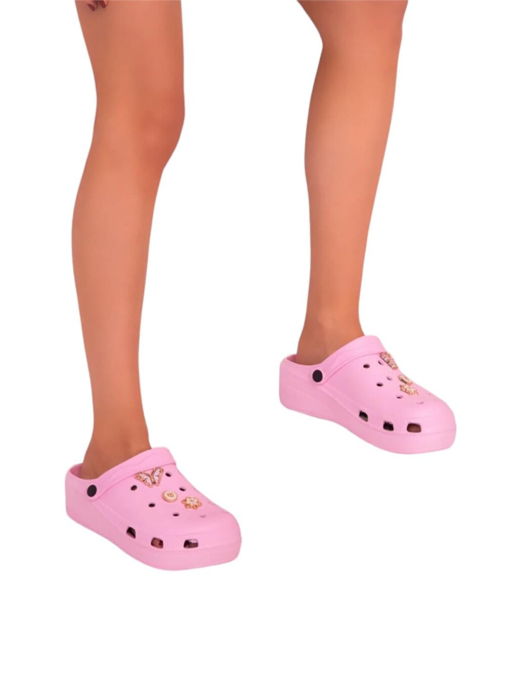 Yüksek Taban Aksesuarlı Kadın Sandalet Pembe-2