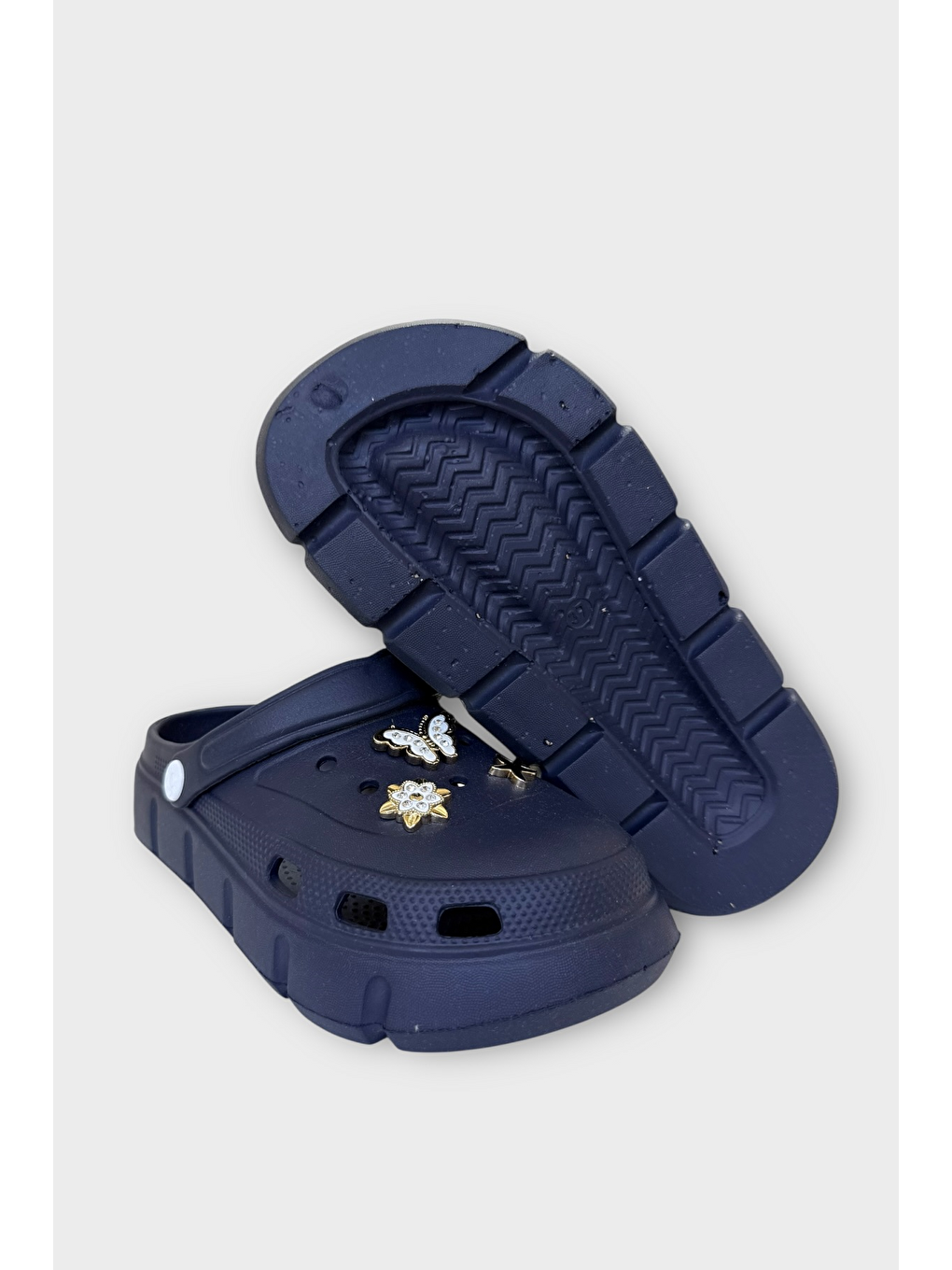 Yüksek Taban Taşlı Comfort Kadın Sandalet Lacivert-11