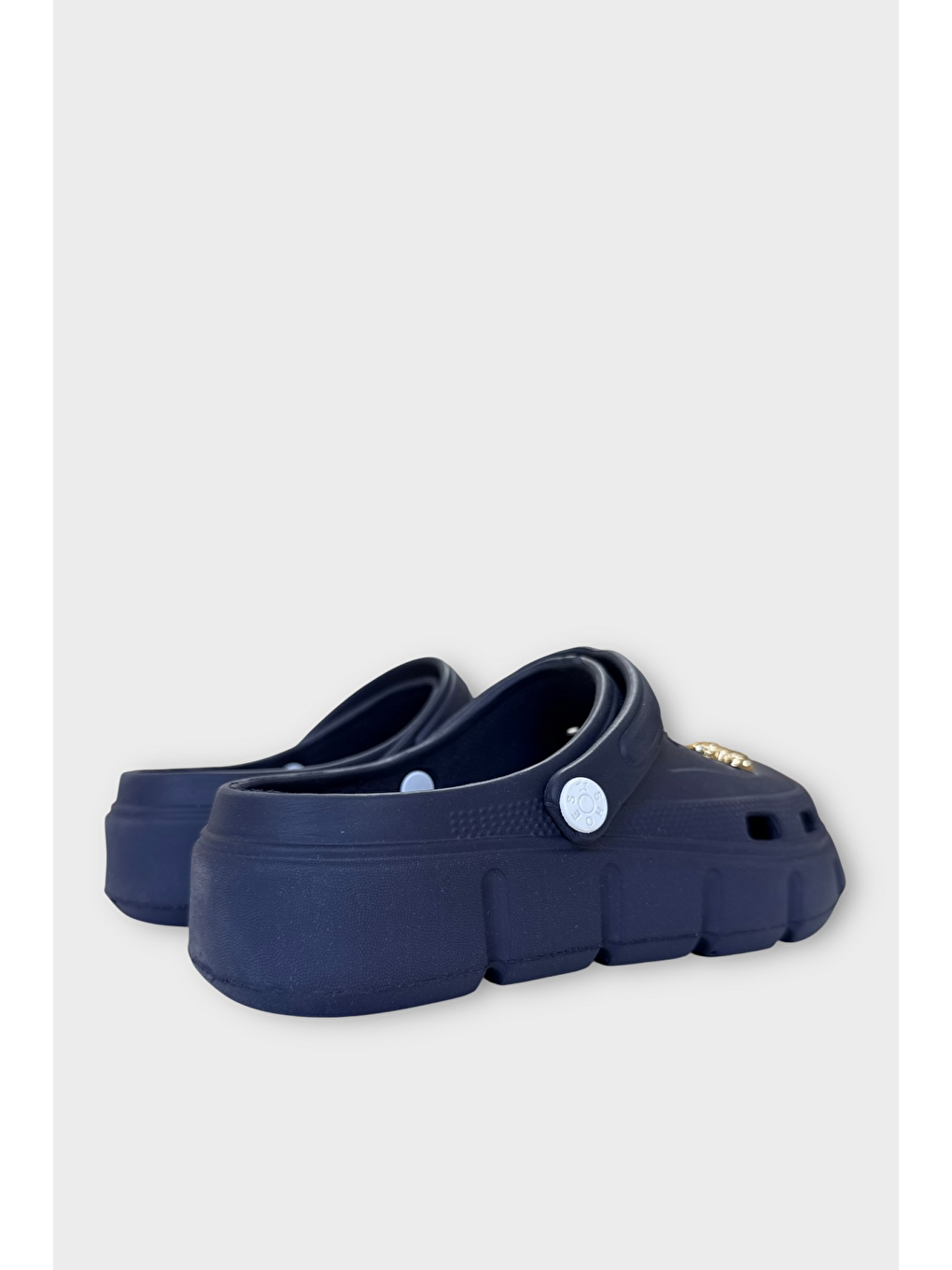 Yüksek Taban Taşlı Comfort Kadın Sandalet Lacivert-9