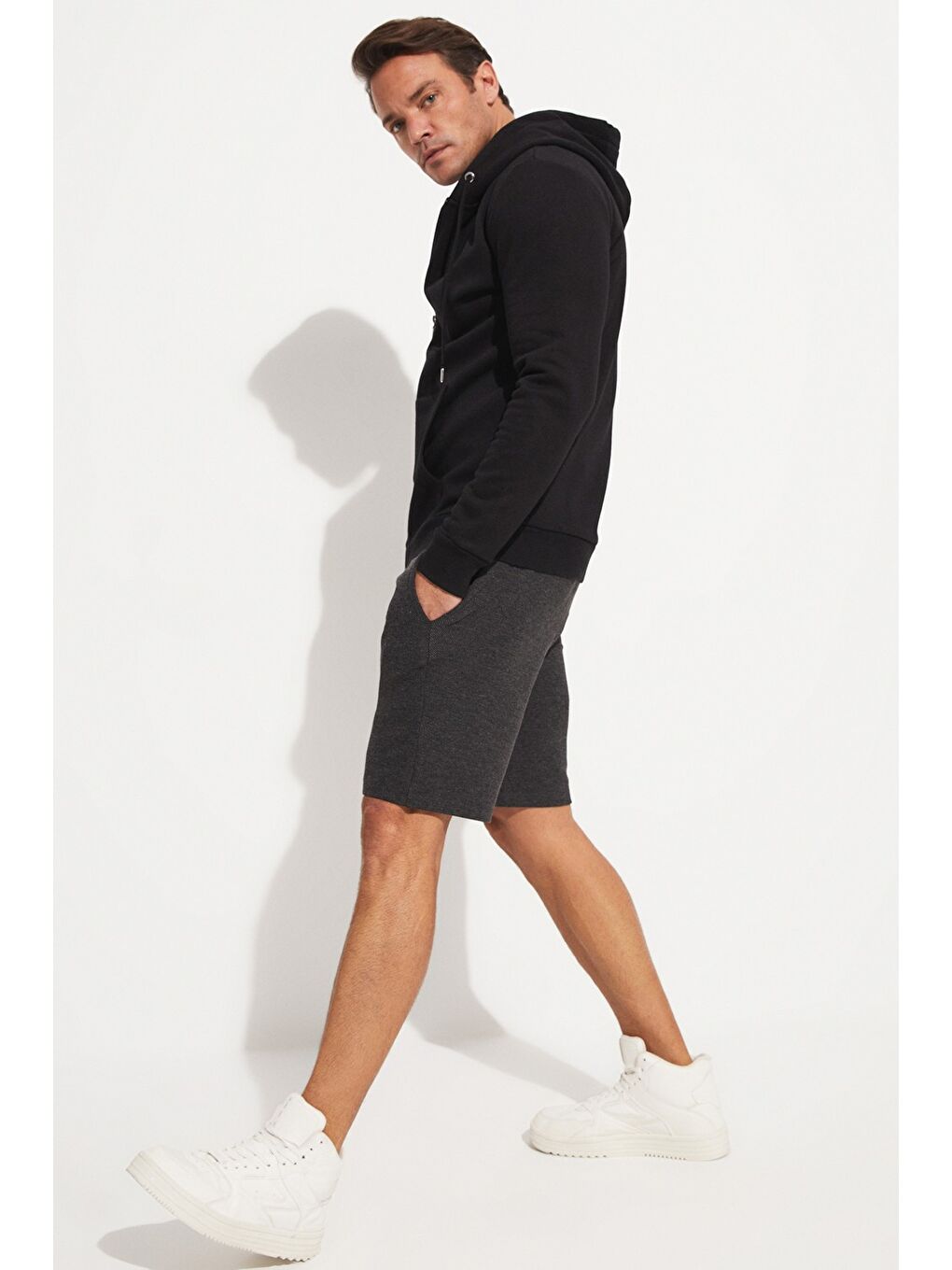 Joystar Antrasit Erkek Slim Fit Dokulu Şort - 1