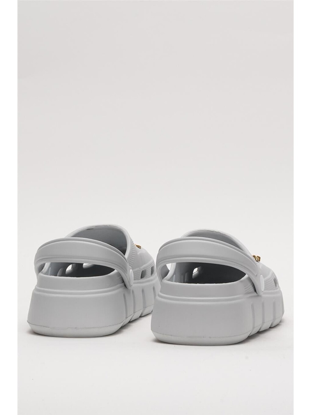Yüksek Taban Taşlı Comfort Kadın Sandalet Gri-7