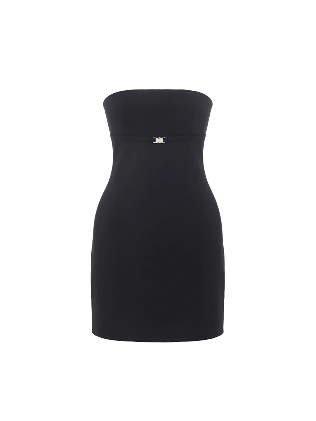 Sırt Dekolteli Straplez Mini Elbise Siyah-1