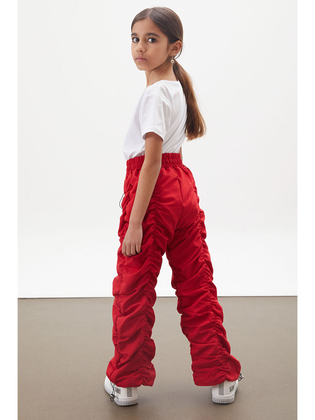 Kırmızı Şerit Dikişli Kız Paraşüt Pantolon 18005-4