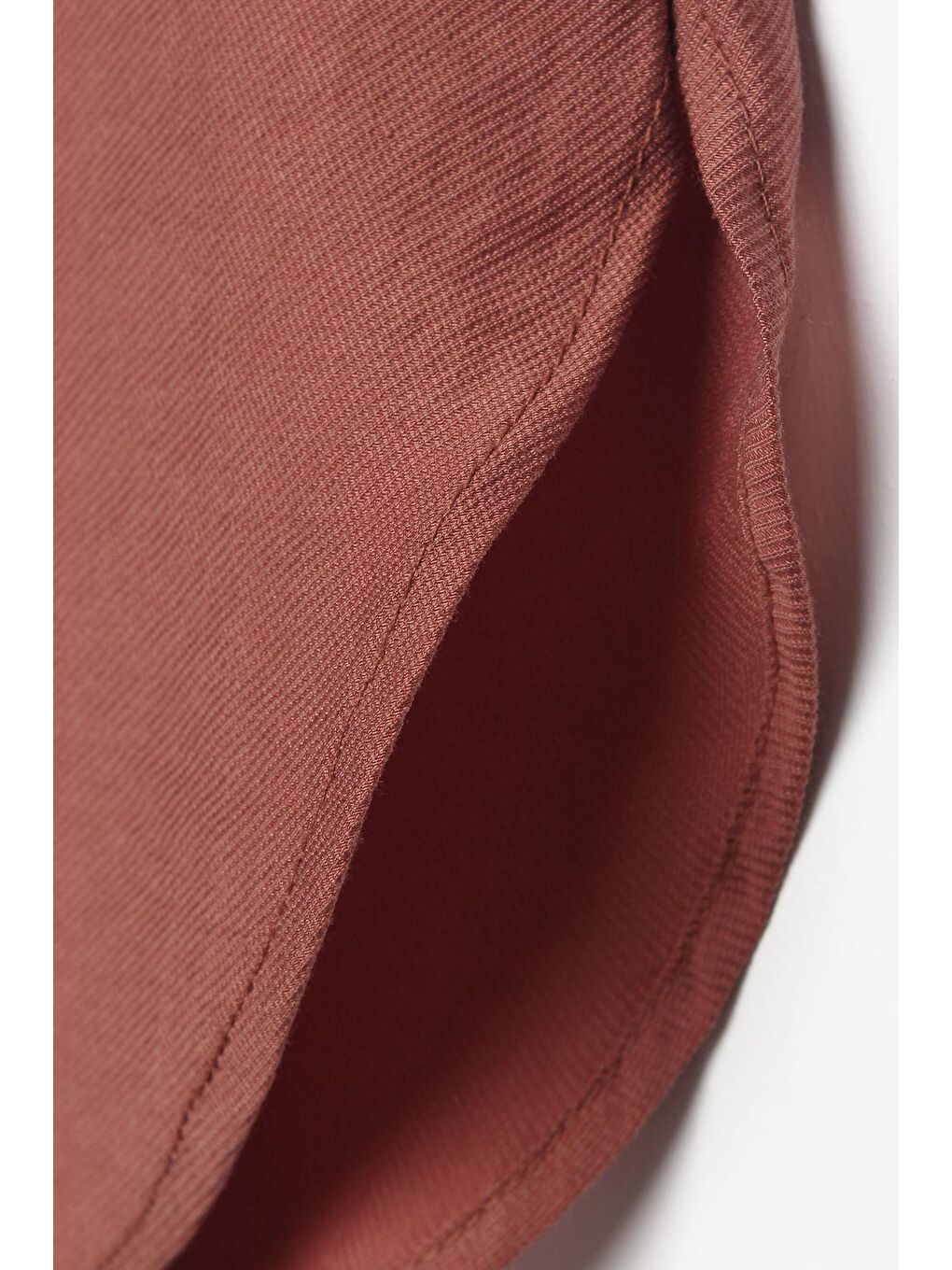 Kahverengi Tarçın Gizli Patlı Basic Uzun Gömlek Tunik-4