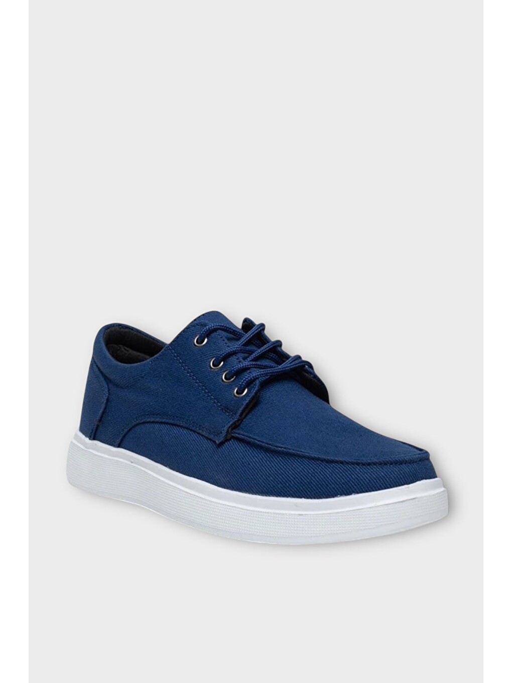 Erkek Keten Gabardin Kumaş Günlük Sneaker Ayakkabı Lacivert-2