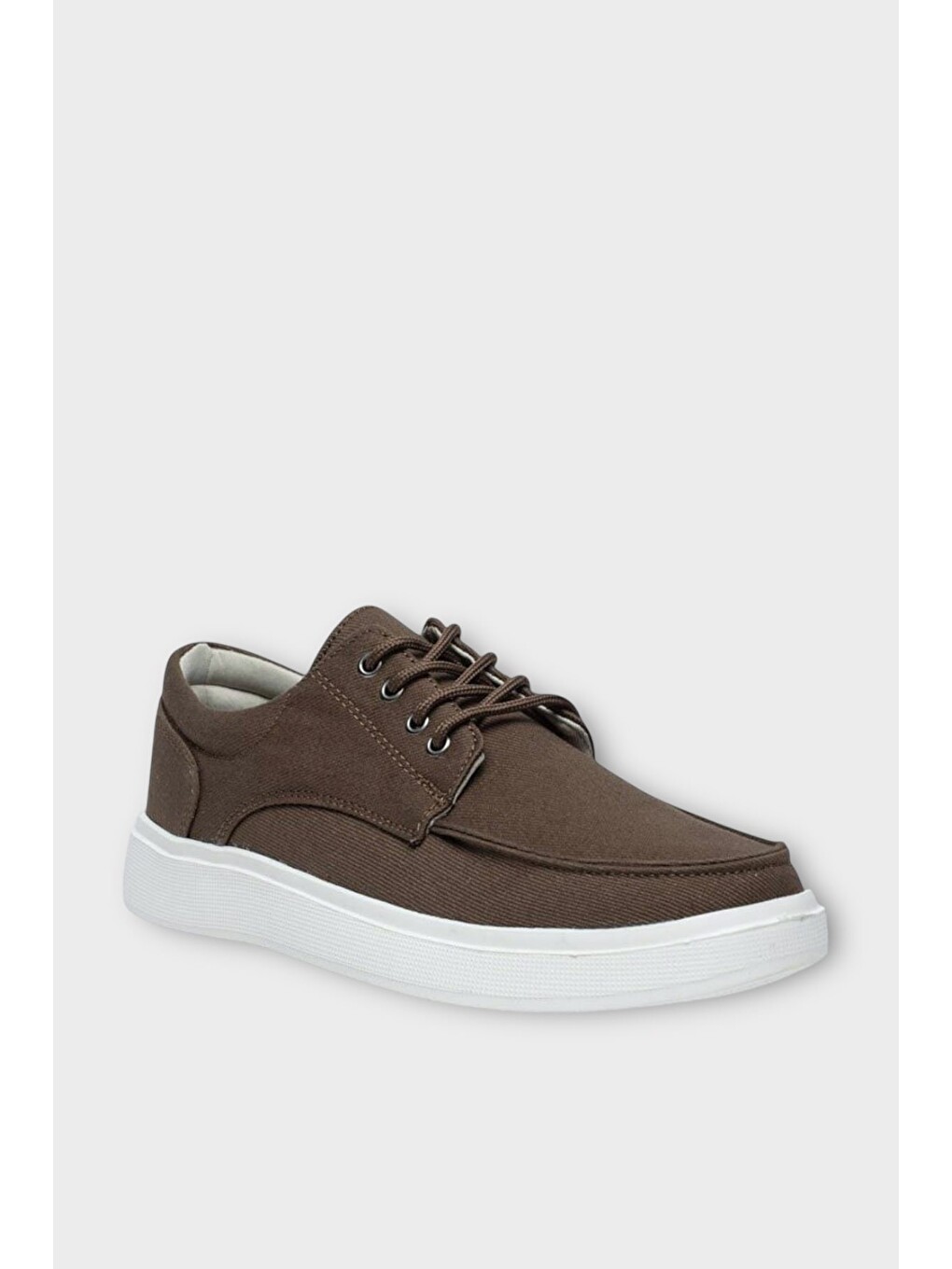 Erkek Keten Gabardin Kumaş Günlük Sneaker Ayakkabı Kahverengi-1