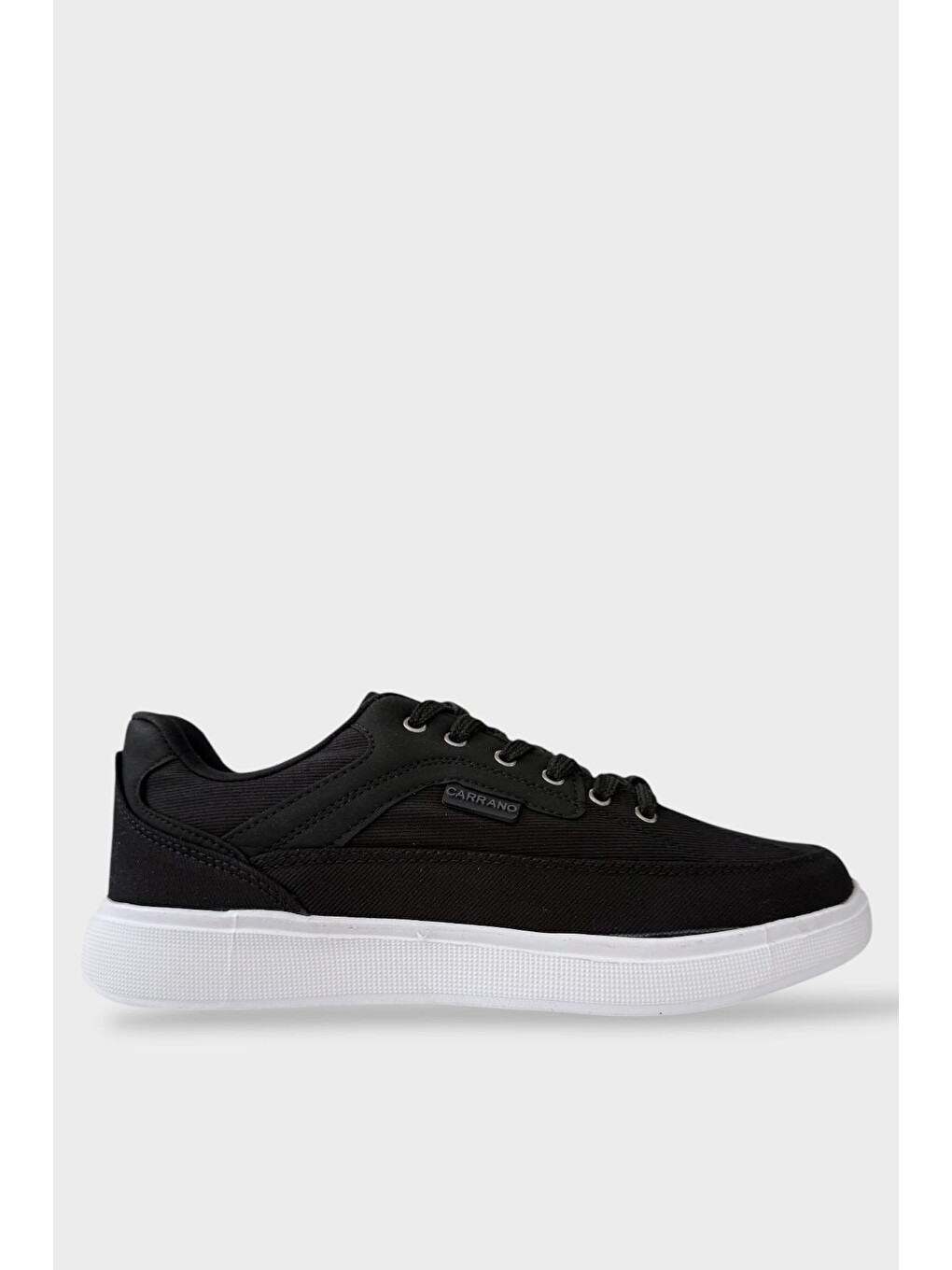 Erkek Keten Gabardin Kumaş Günlük Sneaker Ayakkabı Siyah - Beyaz
