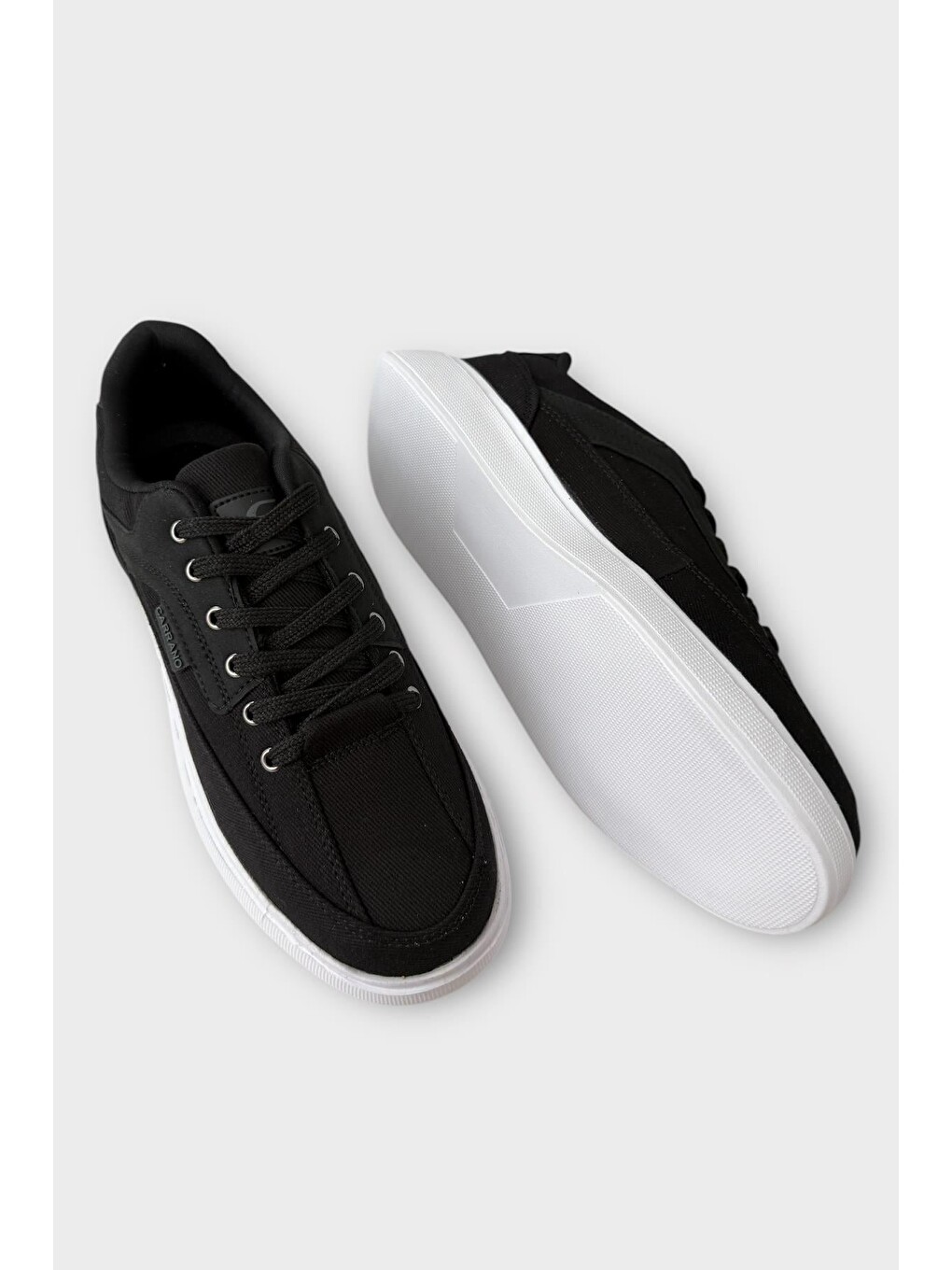Erkek Keten Gabardin Kumaş Günlük Sneaker Ayakkabı Siyah - Beyaz-7