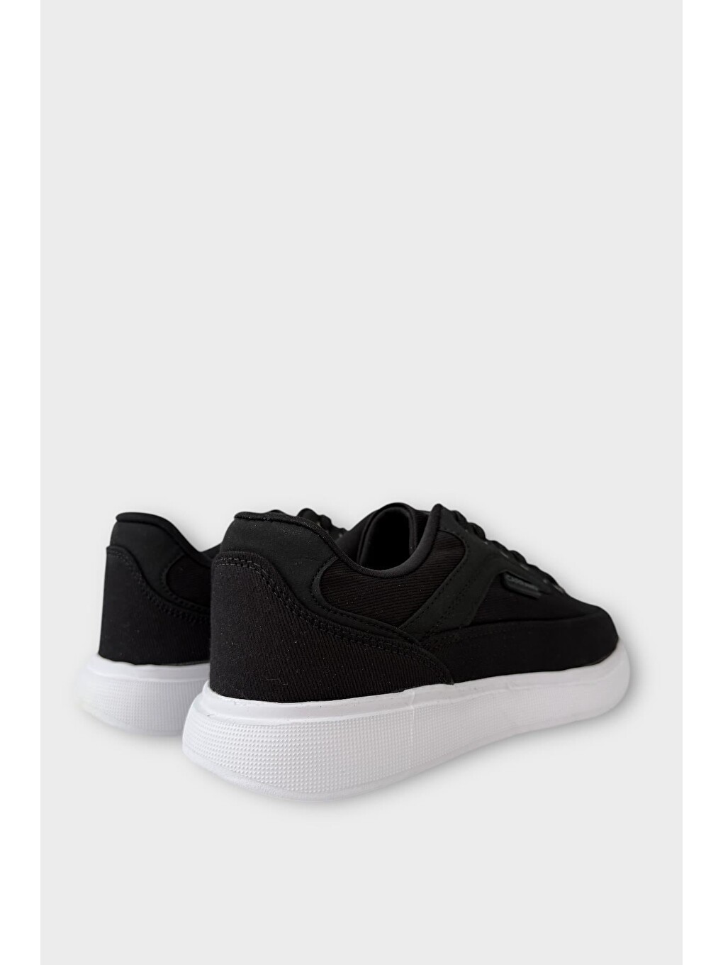 Erkek Keten Gabardin Kumaş Günlük Sneaker Ayakkabı Siyah - Beyaz-8